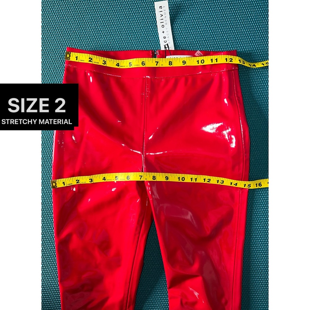 Alice + Olivia Maddox Red Vegan Leather Legging Pant - Picture 8 of 15
